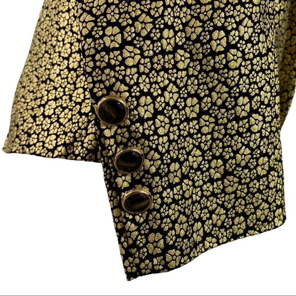 NWT Black w/ Metallic Gold Flower Fitted Blazer - Picture 8 of 11